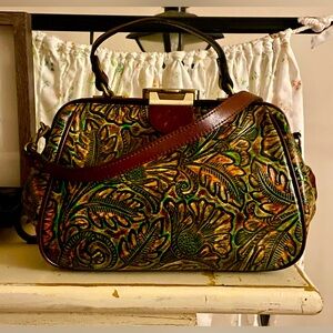 PATRICIA NASH GRACCHI Tooled Leather Satchel!!